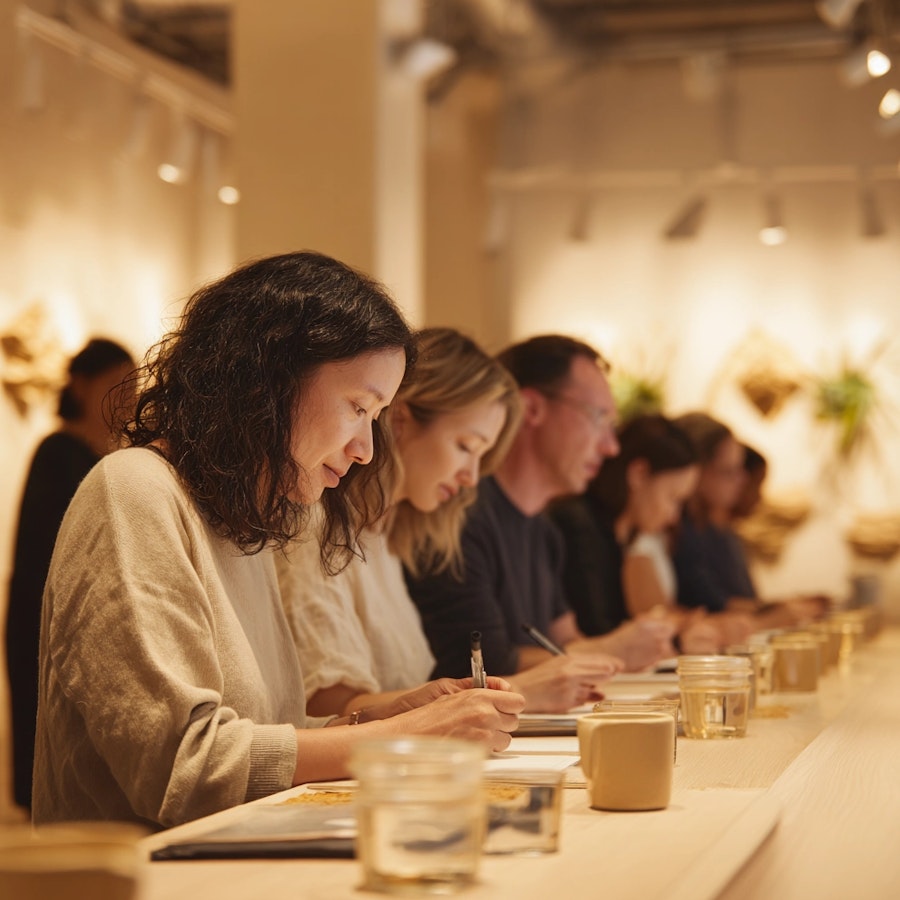 Consumers participating in a central location testing session, evaluating products in a controlled environment.